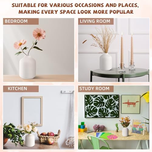 Tioncy 30 Set 3.9"*2.76" White Ceramic Bud Vases Bulk Valentine's Day Decoration Boho Wedding Centerpieces White Ceramic Vases for Dry Flowers Pampas Grass Home DIY Wedding Table Decor (Stylish) - Image 5