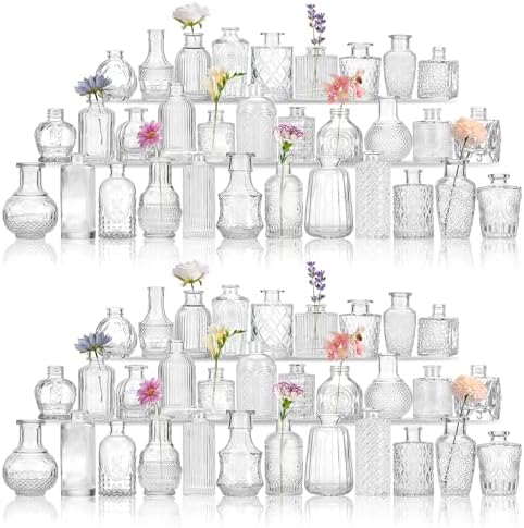 CEWOR Glass Bud Vases in Bulk, Set of 64 Small Vases for Centerpieces, Flower Vases for Flowers in Bulk for Rustic Wedding Home Table Decorations by CEWOR