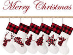 LUBOT Set of 6 Christmas Stocking(20inch) Silhouette Buffalo Red Plaid/Rustic/Farmhouse/Country Cotton Fireplace Hanging Xmas Stockings Decorations for Family Holiday Season Decor - Image 4
