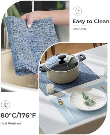 Leetaltree Deep Navy Woven Placemats Set of 24 - Heat Resistant Non-Slip Place mats for Dining Table, Washable Durable PVC Vinyl Woven Table Mats(Deep Navy, 24) - Image 5