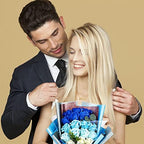 EIGHTOWN Roses Bouquet Artificial Flower - Preserved Blue Rose Flowers with Love Necklace for Her - Unique Gifts Valentine's Day, Mother's Day, Thanksgiving, Birthday, Anniversary - Image 4