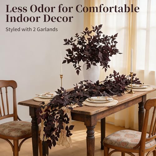 Fall Decorations for Home-2Pack Plum Fall Garland,Artificial Autumn Leaf - Image 5