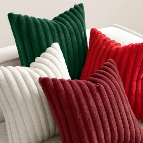 MIULEE Christmas Red Faux Fur Plush Decorative Throw Pillow Covers 18x18 - Image 5