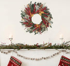 24" Christmas Wreaths for Front Door, Various Red Berries & Magnolia Leaves Pinecones Winter Xmas Wreath Outdoor Holiday Decor, Fall Door Wreath for Farmhouse Front Porch Wall Window - Image 4