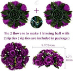 BLOSMON Flower Balls Wedding Rose Centerpieces 10 Pcs Purple Fake Flowers with Base Kissing Balls Decor Artificial Floral Arrangements Flower Bouquet of Roses Home Party Table DIY Decorations - Image 4