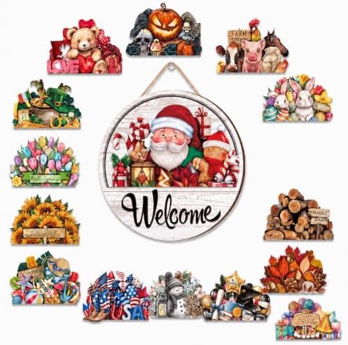 16 Pcs Interchangeable Welcome Sign for Front Door,Magnetic Welcome Sign，B by Unknown