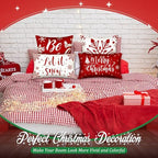 Newwiee 10 Piece Throw Pillows Covers Decorations Snowman Wreath Santa Claus Tree Red Buffalo Plaid Merry Christmas Pillow Covers for Couch Sofa(Snowflakes) - Image 6