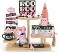 Pink Halloween Decorations 8PCS Tiered Tray Decor for Home Office by SYNCVIBE