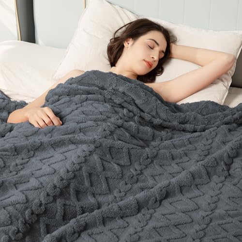 Aganear Fleece Throw Blanket for Bed Couch 90"x90" Grey - Image 2