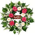 Artificial Spring Summer Wreath, 24 Inch Floral Wreath for Front Door - Greenery Wreath with Flowers and Green Leaves, Farmhouse All Season Home Decor for Indoor Outdoor Wall Porch Window by MEETYEHUA
