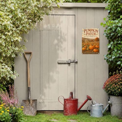 Decorative Tin Sign Vintage Metal Tin Sign Rustic Pumpkin Patch Country Farm Landscape Fall Wall Decor for Farmhouse Kitchen Porch Garden Shed 6×8 Inches with Metal Frame - Image 6