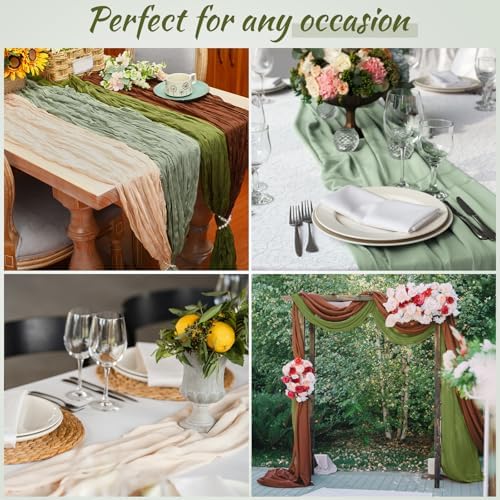 12 Pcs 6ft Cheesecloth Gauze Table Runners 35 x 71 Inches Boho Cheese Cloth Romantic Table Runners Wedding Decor Rustic Sheer Runner for Wedding Bridal Shower Birthday Party Decor - Image 4