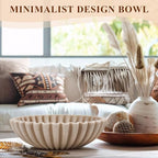 YMXYJM Large Decorative Bowl, Modern Handicraft Bowls for Home Decor, Fruit Bowl for Kitchen Counter, Ruffle Decor, Stylish Key Bowl for Entry Table, Artificial Stone Beige - Image 4