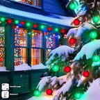 50Ft G40 Outdoor Christmas Lights, LED G40 Colored Christmas Lights with 27 Shatterproof Frosted Globe Light Bulbs(2 Spare) for Holiday Gifts Bistro Balcony Roofline Garden Decor-Red and Green - Image 7