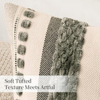 ANRODUO Boho Decorative Pillow Covers 20x20 Inch Gray Stripe 2 Pack of 2 - Image 6