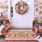 Moucuny 2 Pcs Christmas Doormat Outdoor, Gingerbread House, Non Slip - Image 3