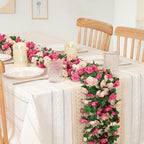 18 Pack 144 FT Artificial Flower Garland Fake Pink Roses Vines Silk Flowers - Image 2