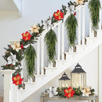 4 Pcs Extra Length Artificial Christmas Teardrop Swag, 30" Faux Pine Needles Teardrop Door Swag, Christmas Norfolk Greenery Teardrop Wreath for Xmas Door Table Mantle Fireplace Indoor Outdoor Decor - Image 5