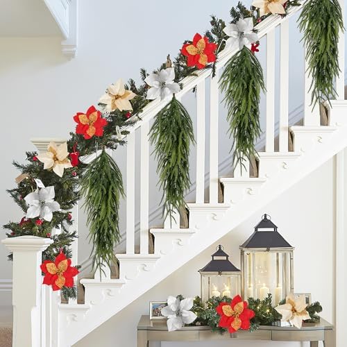 4 Pcs Extra Length Artificial Christmas Teardrop Swag, 30" Faux Pine Needles Teardrop Door Swag, Christmas Norfolk Greenery Teardrop Wreath for Xmas Door Table Mantle Fireplace Indoor Outdoor Decor - Image 5