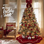 Arrowbash Red 72 Inch Christmas Tree Skirt Velvet Scallop Ddge - Image 3
