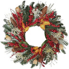 24" Christmas Wreaths for Front Door, Various Red Berries & Magnolia Leaves Pinecones Winter Xmas Wreath Outdoor Holiday Decor, Fall Door Wreath for Farmhouse Front Porch Wall Window by BINFEN