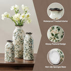 Ceramic Flower Vase Set for Home Decor, Vintage Green Vase (6+8+10 Inch) - Image 6