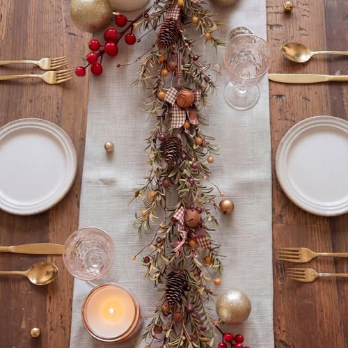 Yinder 42 Inch Rustic Christmas Garland, Artificial Pine Pip Berry Decor - Image 6