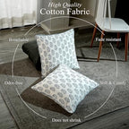 CPC Misty Grey Floral Block Print Throw Pillow Covers 20x20 Inch, Set of 2 - Image 3