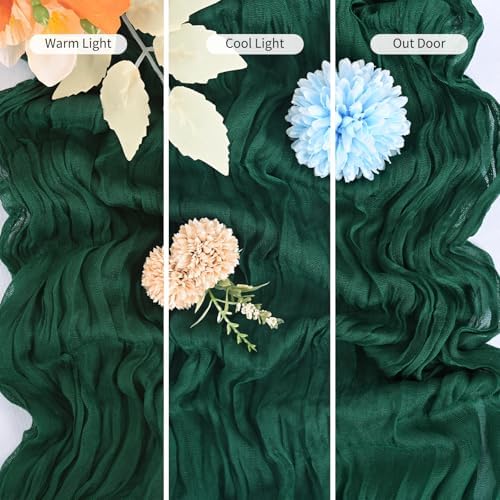 16 Pack Emerald Green Table Runner 10FT Cheesecloth Table Runner Boho Gauze Table Runners Long Rustic Sheer Fabric Table Runners for Wedding Party Bridal Shower Farmhouse & Home Decor - Image 3
