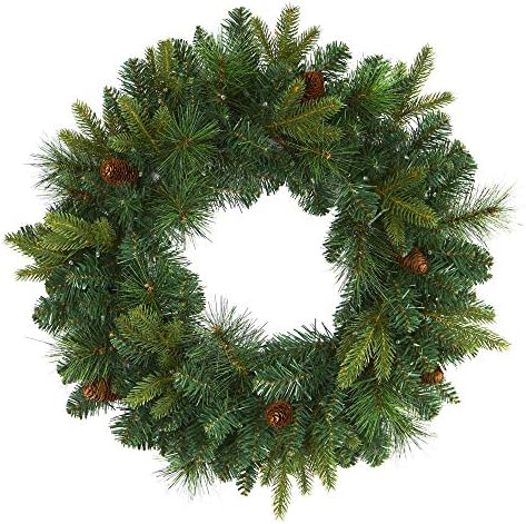 Nearly Natural 24 in Mixed Pine Artificial Christmas Wreath with LEDs - Image 3
