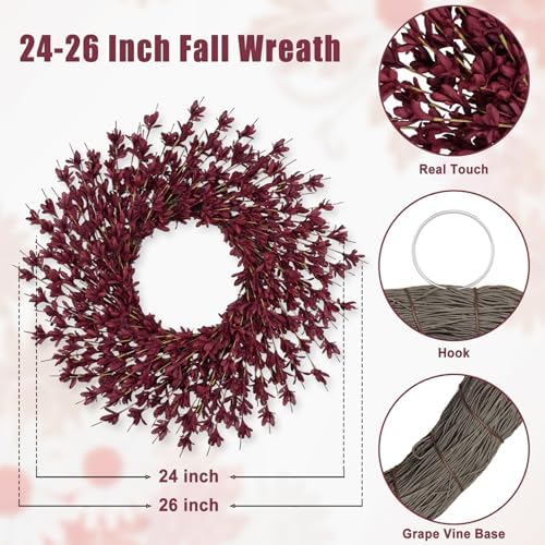 26 Inch Realistic Full Fall Wreaths for Front Door Outside Autumn Wreath - Image 3