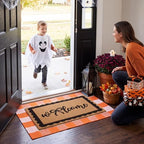 2 Pcs Fall Welcome Mats for Front Door Layered Buffalo Plaid Outdoor Rug - Image 6