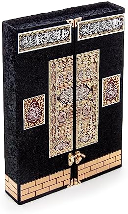 ihvan online The Holy Qur'an, Portable Footed Magnificent Kaaba Door Velvet Covered Quran Set, Holy Muslim Book Arabic Quran, Perfect Islamic Ramadan Eid Gifts, Medium, Black by ihvanonline