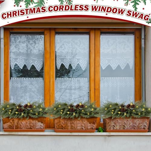 Yalikop 1 Pcs 24.5 Inch Christmas Swags with Light, Pine Cone - Image 7