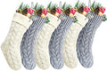 Christmas Stockings, 20 Inch Ivory and Gray Cable Knit Stockings Christmas Holiday Decoration, 6 Pack by Kunyida