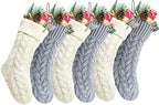 Christmas Stockings, 20 Inch Ivory and Gray Cable Knit Stockings Christmas Holiday Decoration, 6 Pack by Kunyida