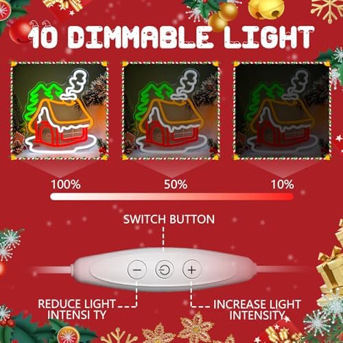 Christmas Neon Sign Christmas Village Houses Neon Sign for Wall Decor Winter House Led Signs Xmas Houses Village Neon Light Up Signs for Holiday Window Bedroom Party Home Living Room Decoration - Image 5
