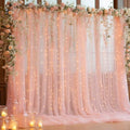 10x10ft Peach Tulle Backdrop Curtain with Lights String for Parites, Sheer Photo Backdrop Curtains for Wedding Baby Shower Birthday Party Photo Shoot Background Decorations by Partisky
