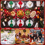 LemonRoad 36 Pcs Cloth Napkins and Napkin Ring Holders, Reusable Fabric for Table Decor Banquet Holiday Dinner Party Supply(Red,Bright Green,White,Christmas Tree) - Image 6