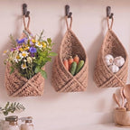 Honeydak 3 Hanging Baskets, Linen, Triangle, Jute - Image 2
