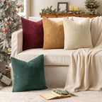 MIULEE Corduroy Decorative Throw Pillow Covers Christmas Red Green 18x18 - Image 2