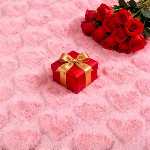 Valentines Day Heart Throw Blanket - 50"x60" Pink 3D Heart Printed Valentine Love Blankets for Women, Cozy Faux Fur Flannel Fleece Blanket, Aesthetic Decor for Mom Sofa Bed Chai Bedding Living Room - Image 6