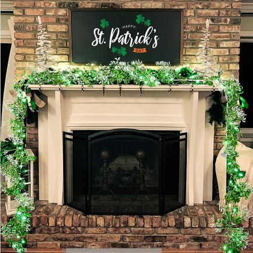 BlcTec 9.85 FT St Patrick's Day Garland with 50 LED Green Lights, Battery Operated Irish Garland Lights with 8 Lighting Modes & Waterproof for Home, Porch, Front Door, Table, Mantle Décor, 1Pack - Image 7