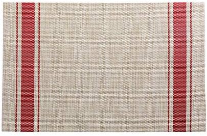 Restaurantware French Countryside 16 x 12 Inch Dining Table Placemats Set Of 6 Heat-Tolerant Kitchen Table Mats - Red Stripe No Stain Khaki Vinyl Woven Rectangle Placemats Easy To Clean - Image 2