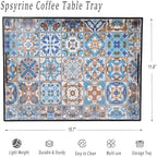 Spsyrine Plastic Serving Tray with Handles for Coffee Table, Boho - Image 3