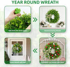 22" St Patrick's Day Wreath with Boxwood & Bow Decorations for Front Door - Image 4
