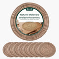 13 Inch Round Woven Placemats Set of 8, Natural Banana Leaf Charger Plates by Brevoli