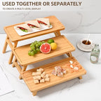 GEHE Natural Bamboo Cupcake Stand, Foldable 3 Tier Cupcake Display Stand Tower, Dessert Table Serving Tray for Birthday/Wedding/Christmas/Party, Charcuterie Boards - Image 2