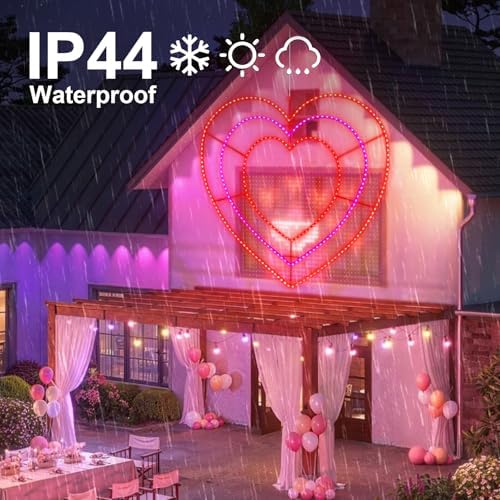 LAMPHOME Valentine Lights Outdoor 46.5 Inch 318LED Waterproof Red AMD Pink Heart Light Valentine‘s Day Decorations for Outdoor Garden Yard Valentine‘s Day Interior Decoration - Image 6