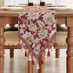 Loom and Mill Vintage Jacquard Damask Table Runner 13x72 inch, Burgundy by LoomandMill
